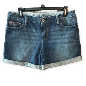 Tommy Hilfiger 10 Blue Denim Roll-up Cuff Cotton Shorts